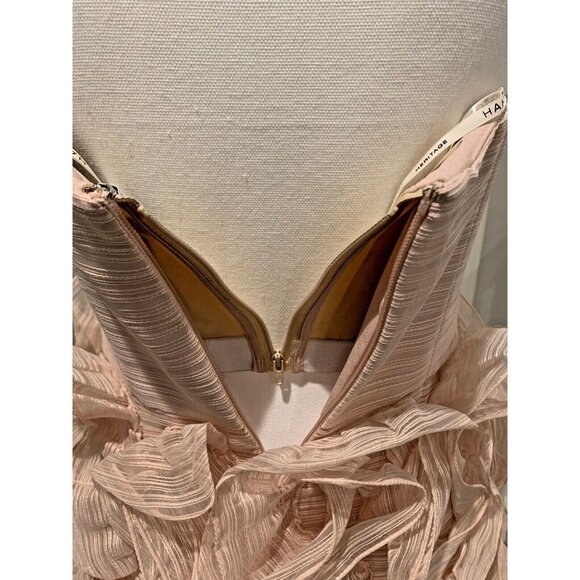 HALSTON HERITAGE Strapless Ruffle Dress Size 6 Pink NWT $595 - Picture 9 of 11